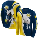 customized michigan wolverines peeking snoopy blue hoodie best selling