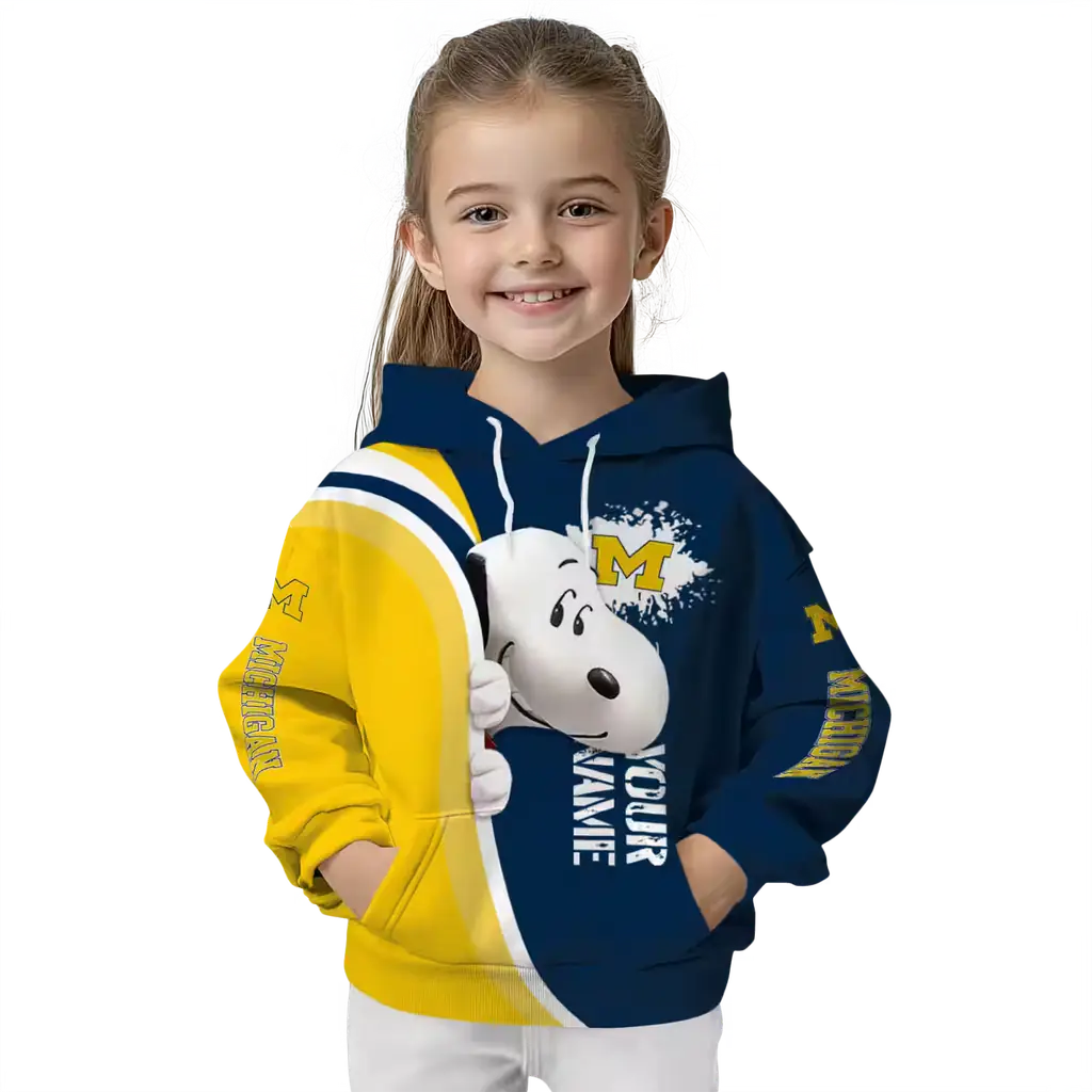 customized michigan wolverines peeking snoopy blue hoodie top rated customized michigan wolverines peeking snoopy blue hoodie top rated