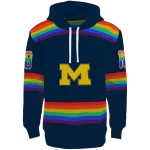 customized michigan wolverines rainbow stripes blue hoodie best selling