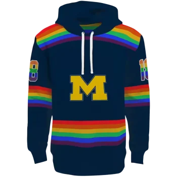 customized michigan wolverines rainbow stripes blue hoodie best selling