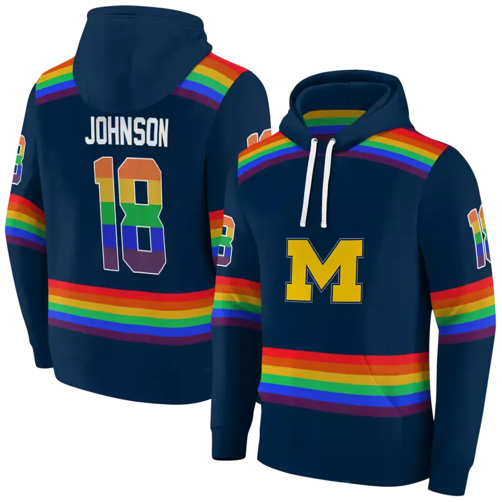 customized michigan wolverines rainbow stripes blue hoodie fashion forward customized michigan wolverines rainbow stripes blue hoodie fashion forward