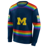 customized michigan wolverines rainbow stripes blue hoodie best selling