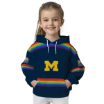 customized michigan wolverines rainbow stripes blue hoodie best selling