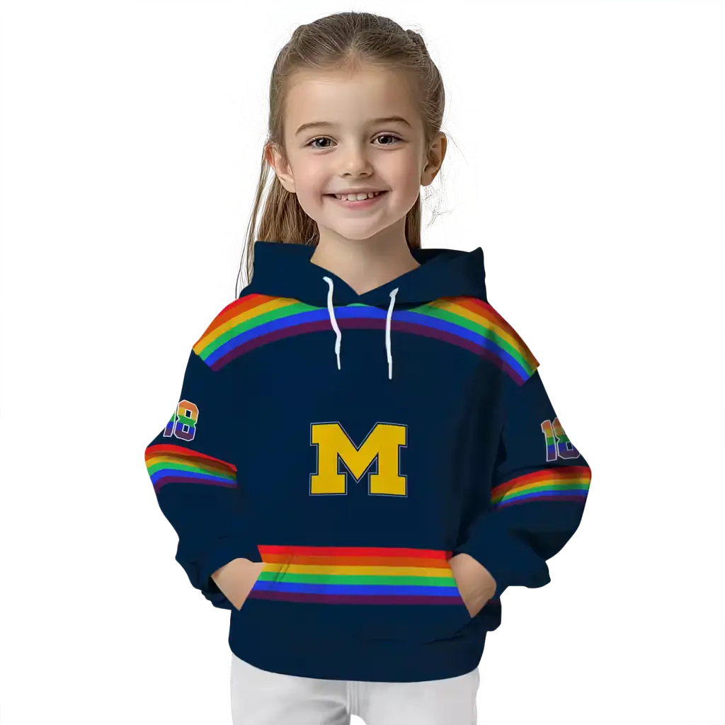 customized michigan wolverines rainbow stripes blue hoodie top rated customized michigan wolverines rainbow stripes blue hoodie top rated