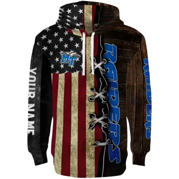 customized middle tennessee blue raiders american pride hoodie best selling