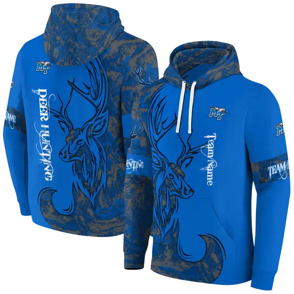 customized middle tennessee blue raiders deer silhouette blue hoodie fashion forward customized middle tennessee blue raiders deer silhouette blue hoodie fashion forward