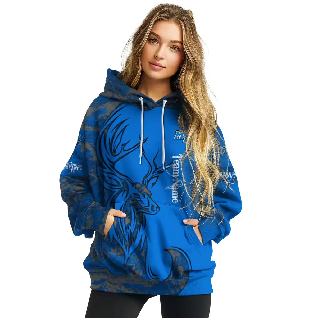 customized middle tennessee blue raiders deer silhouette blue hoodie high quality customized middle tennessee blue raiders deer silhouette blue hoodie high quality