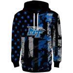 customized middle tennessee blue raiders distressed flag blue black hoodie best selling