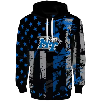 customized middle tennessee blue raiders distressed flag blue black hoodie best selling