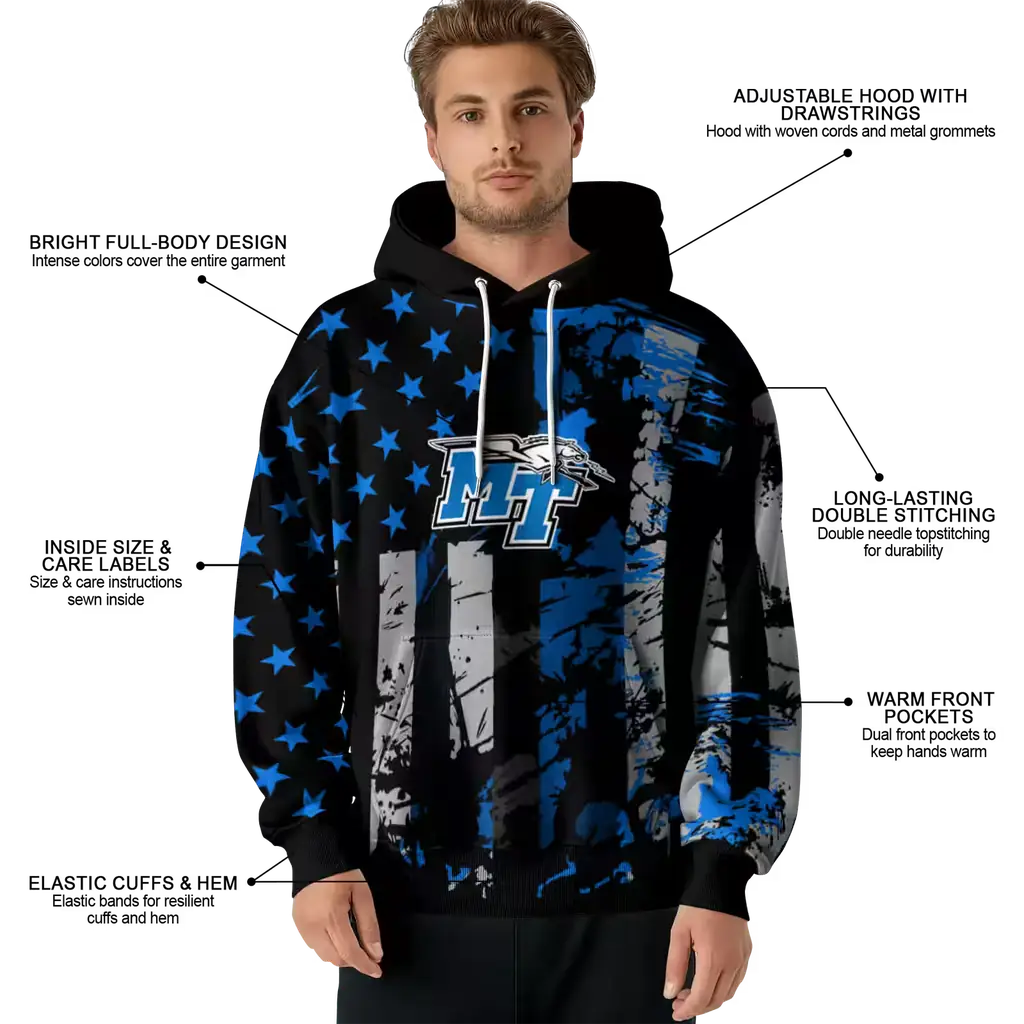 customized middle tennessee blue raiders distressed flag blue black hoodie latest model customized middle tennessee blue raiders distressed flag blue black hoodie latest model