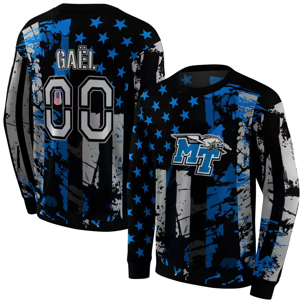 customized middle tennessee blue raiders distressed flag blue black hoodie premium grade customized middle tennessee blue raiders distressed flag blue black hoodie premium grade