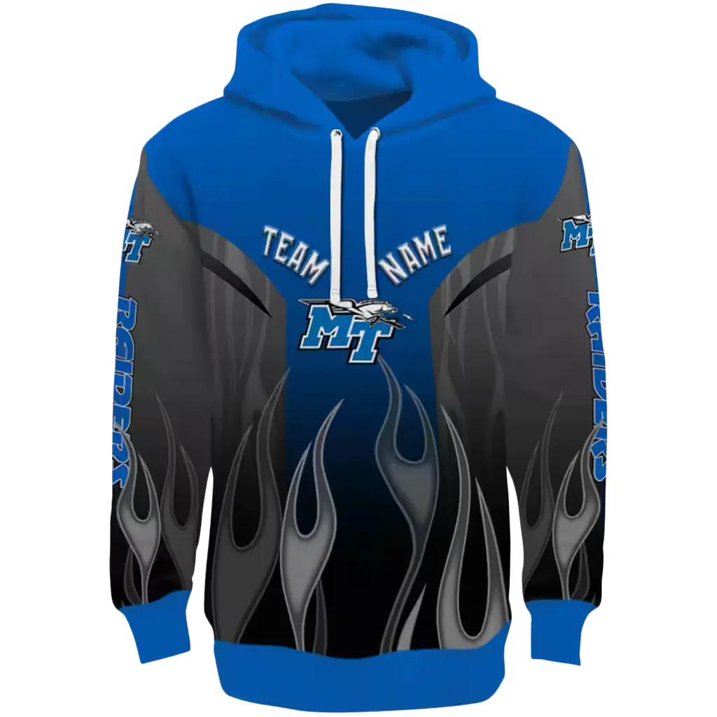 customized middle tennessee blue raiders flame design blue hoodie best selling customized middle tennessee blue raiders flame design blue hoodie best selling