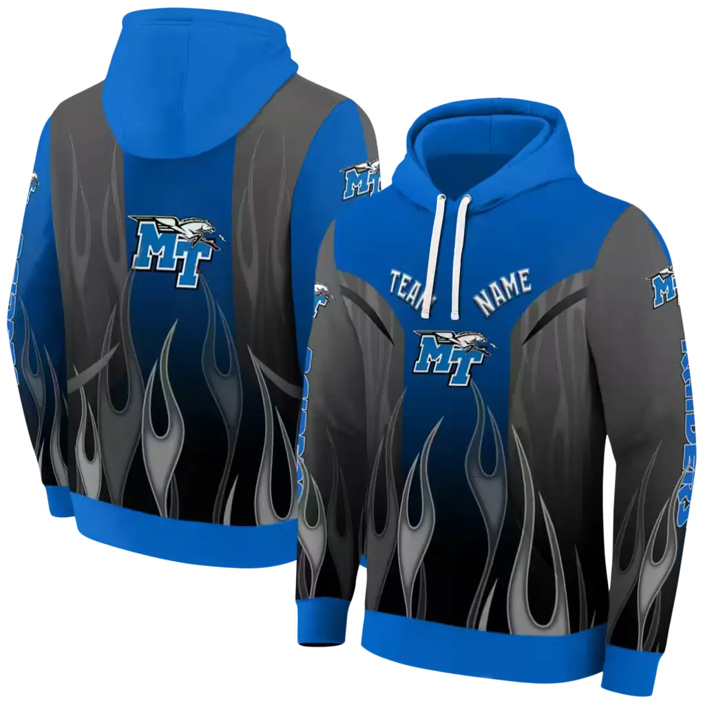 customized middle tennessee blue raiders flame design blue hoodie fashion forward customized middle tennessee blue raiders flame design blue hoodie fashion forward