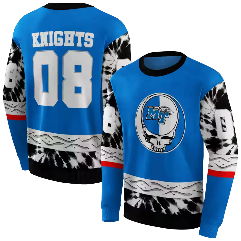 customized middle tennessee blue raiders grateful vibes blue hoodie premium grade customized middle tennessee blue raiders grateful vibes blue hoodie premium grade