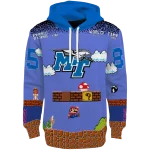 customized middle tennessee blue raiders mario blue black hoodie best selling