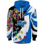 customized middle tennessee blue raiders puzzle pieces blue hoodie best selling