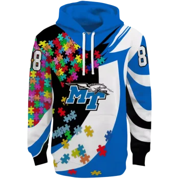 customized middle tennessee blue raiders puzzle pieces blue hoodie best selling