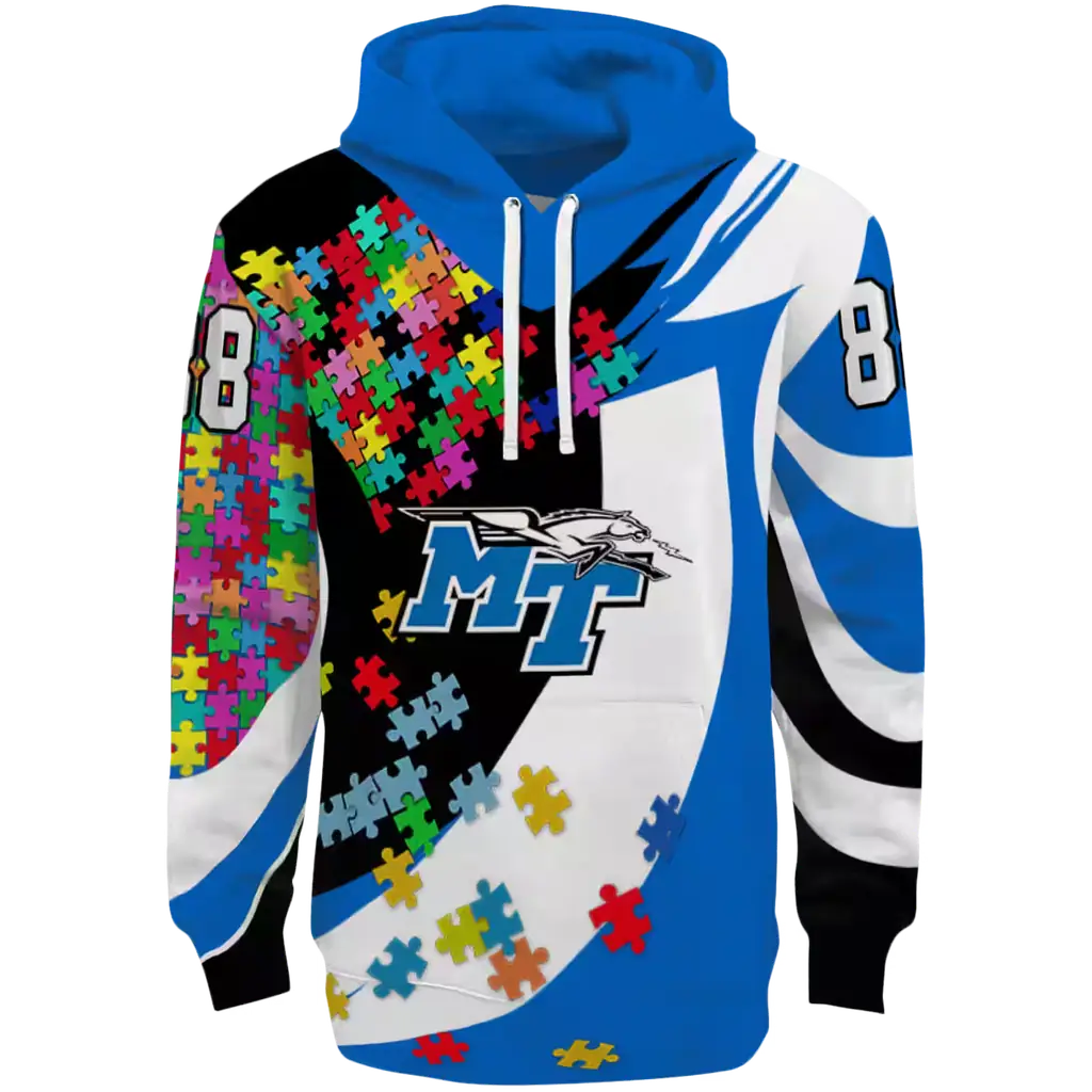 customized middle tennessee blue raiders puzzle pieces blue hoodie best selling customized middle tennessee blue raiders puzzle pieces blue hoodie best selling