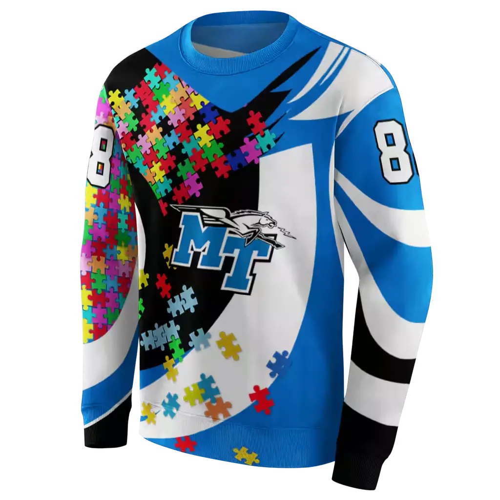customized middle tennessee blue raiders puzzle pieces blue hoodie new arrival customized middle tennessee blue raiders puzzle pieces blue hoodie new arrival