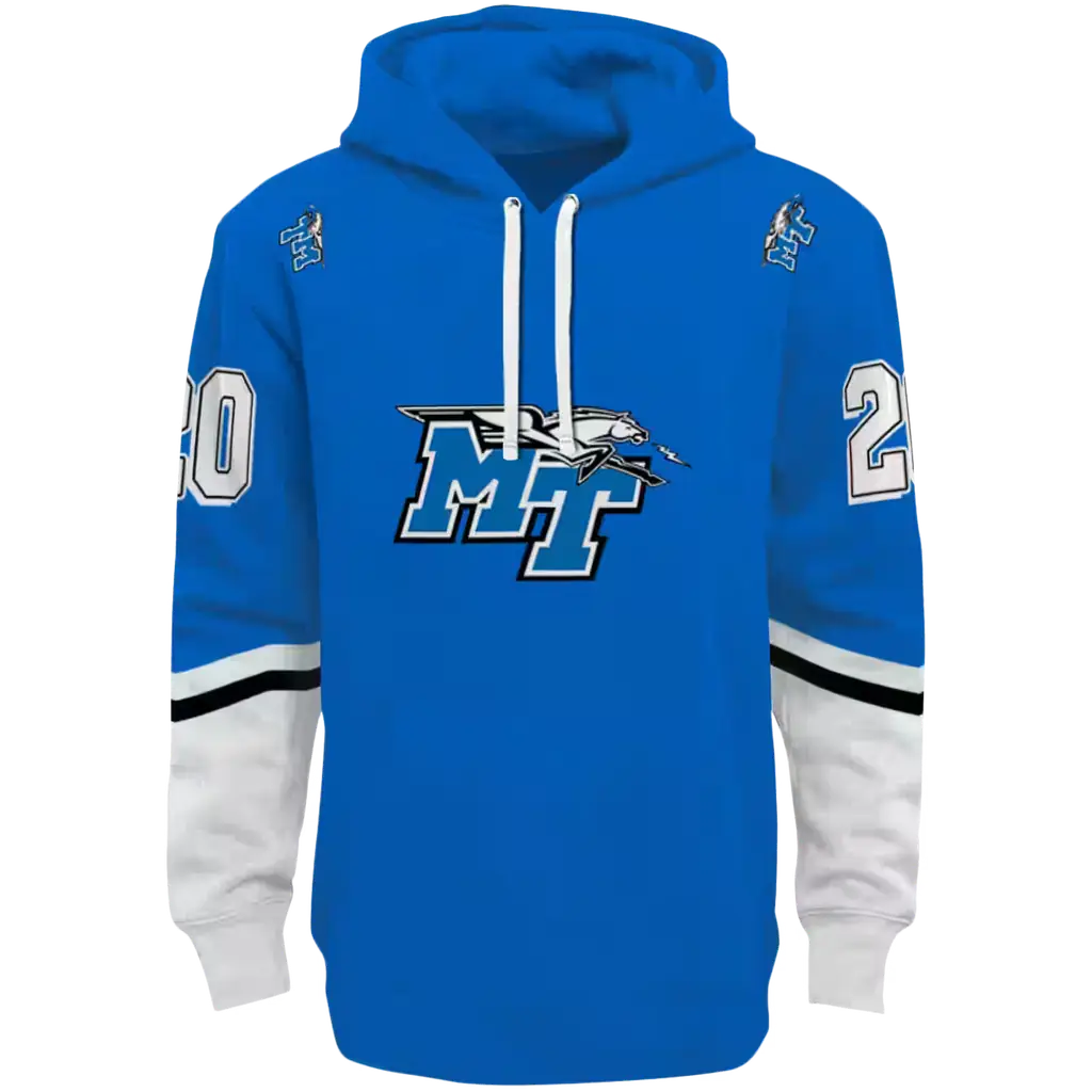 customized middle tennessee blue raiders striped sleeves blue hoodie best selling customized middle tennessee blue raiders striped sleeves blue hoodie best selling