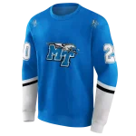 customized middle tennessee blue raiders striped sleeves blue hoodie best selling