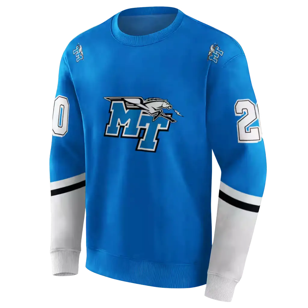customized middle tennessee blue raiders striped sleeves blue hoodie new arrival customized middle tennessee blue raiders striped sleeves blue hoodie new arrival