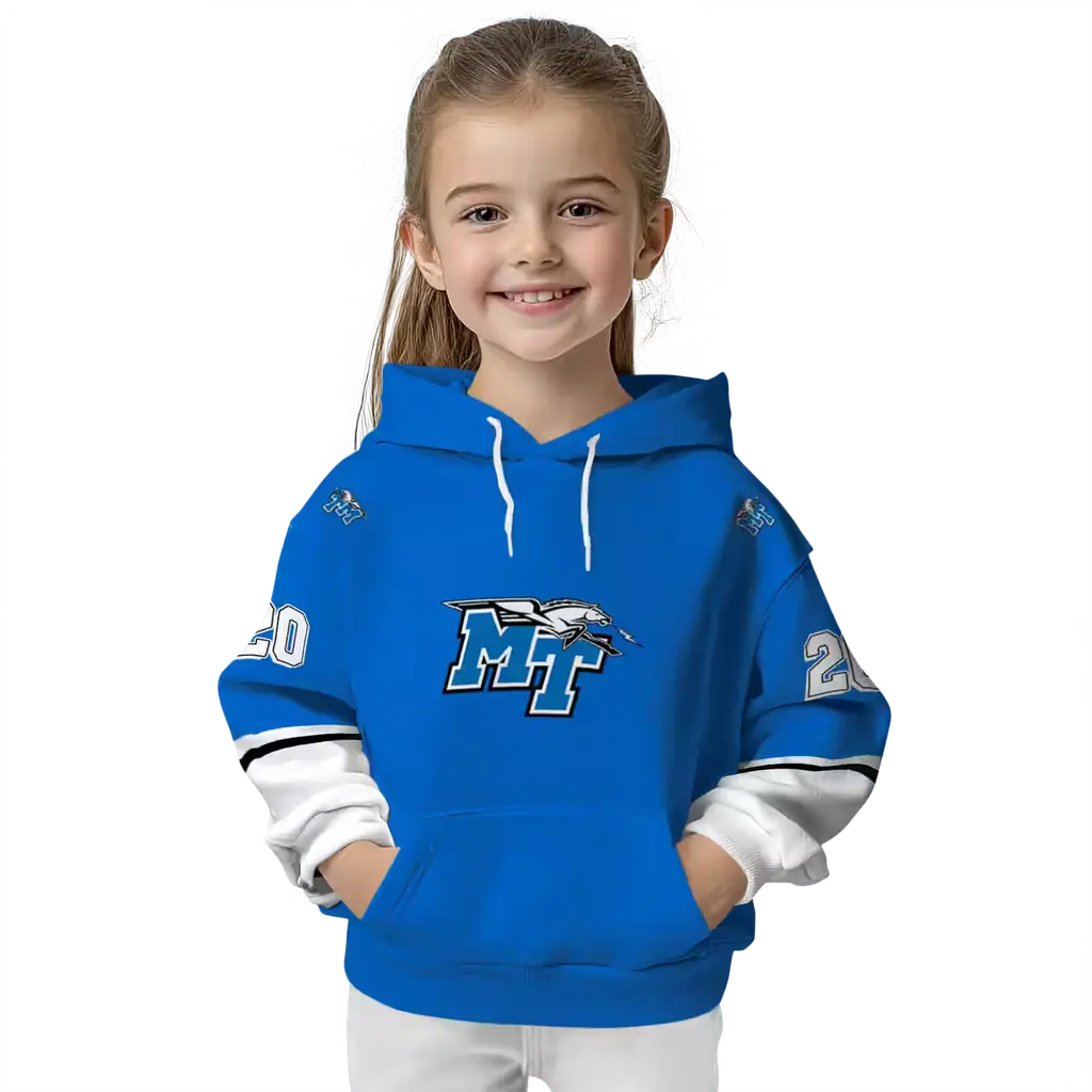 customized middle tennessee blue raiders striped sleeves blue hoodie top rated customized middle tennessee blue raiders striped sleeves blue hoodie top rated