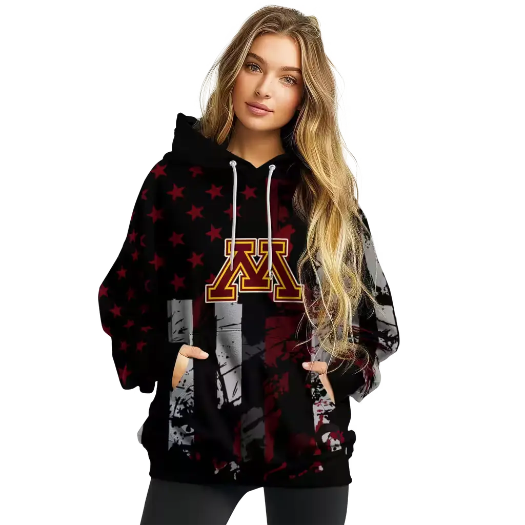 customized minnesota golden gophers distressed flag maroon black hoodie high quality customized minnesota golden gophers distressed flag maroon black hoodie high quality