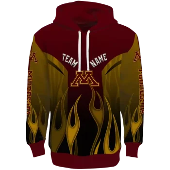 customized minnesota golden gophers flame design maroon hoodie best selling