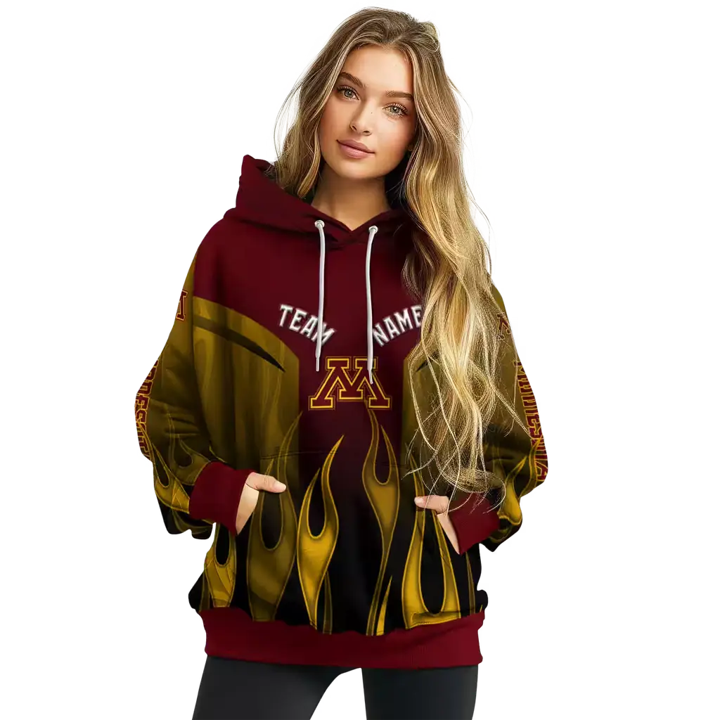 customized minnesota golden gophers flame design maroon hoodie high quality customized minnesota golden gophers flame design maroon hoodie high quality