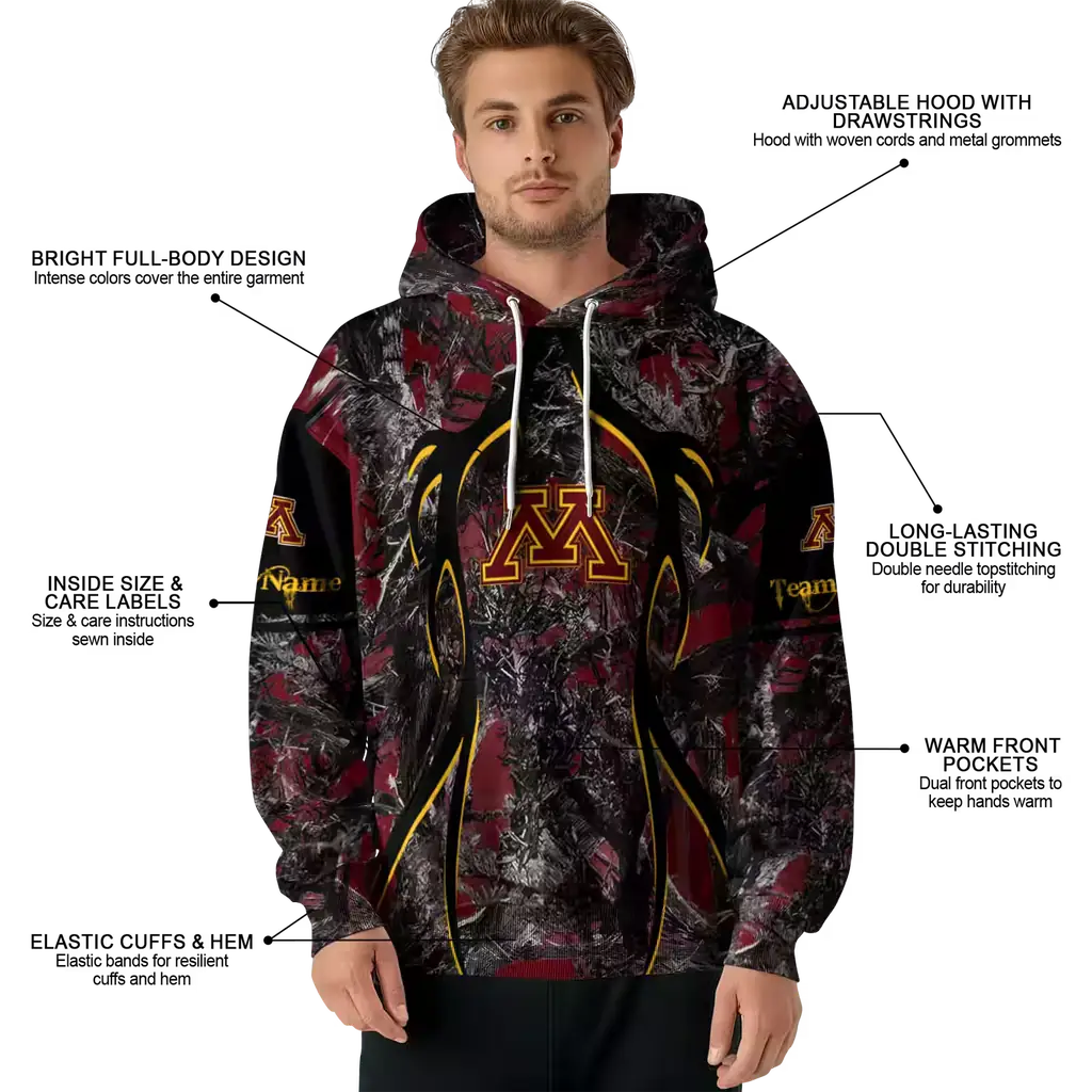 customized minnesota golden gophers hunting theme maroon black hoodie latest model customized minnesota golden gophers hunting theme maroon black hoodie latest model