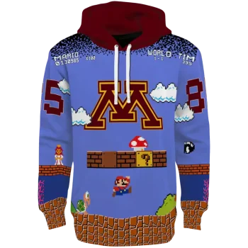 customized minnesota golden gophers mario blue black hoodie best selling