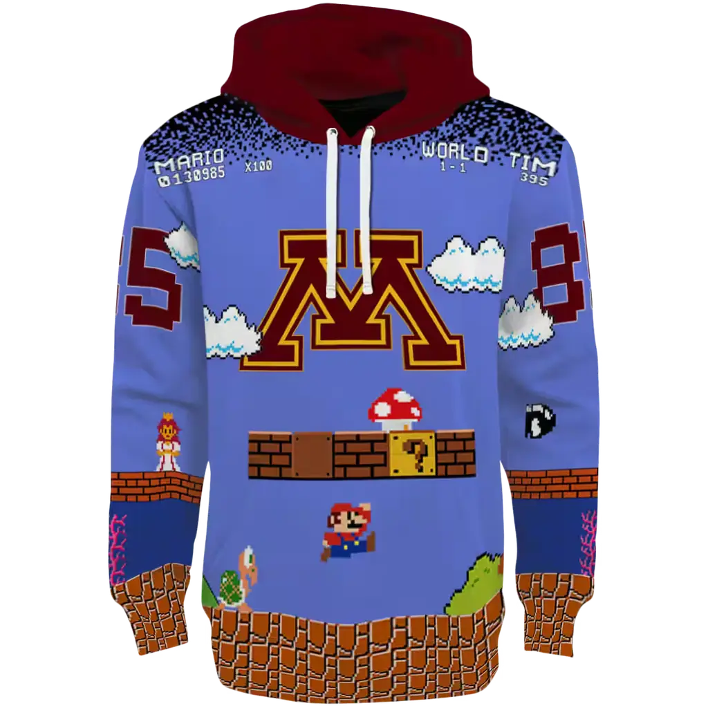 customized minnesota golden gophers mario blue black hoodie best selling customized minnesota golden gophers mario blue black hoodie best selling