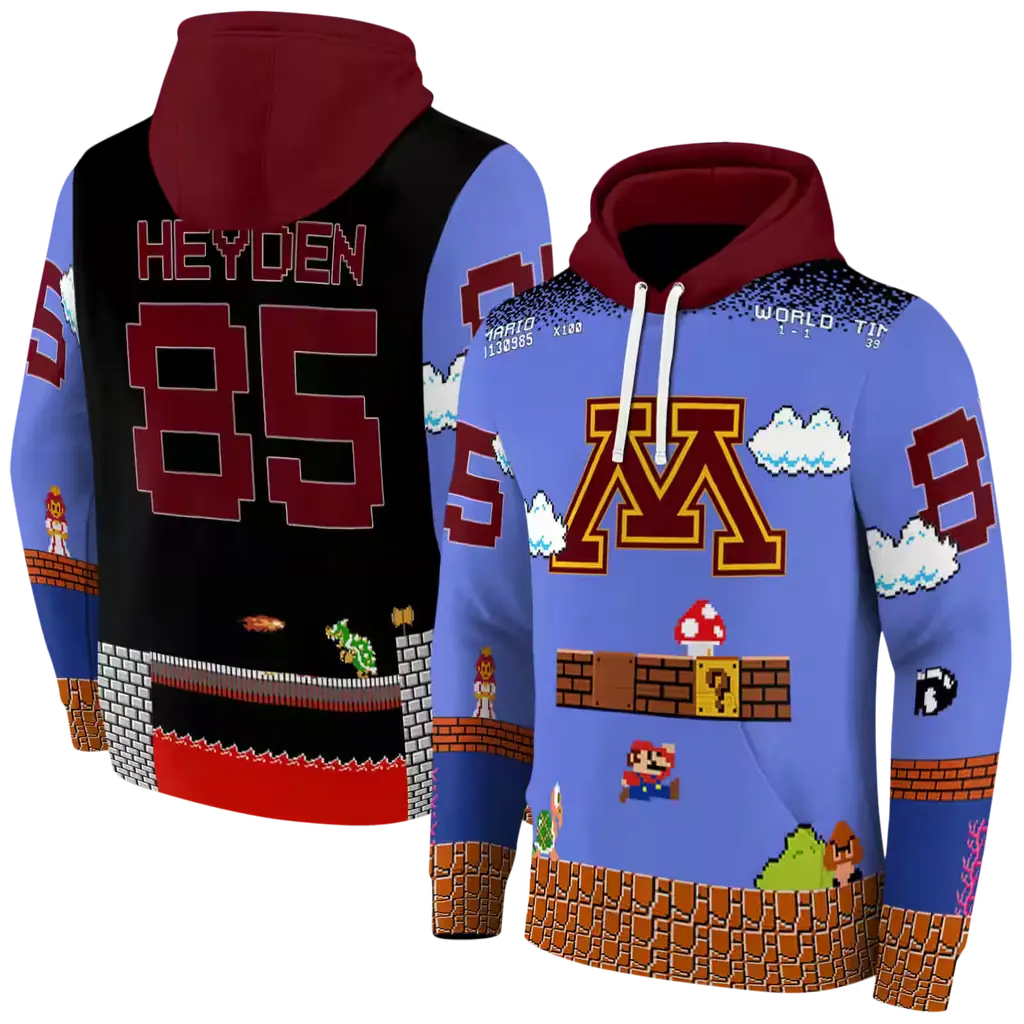customized minnesota golden gophers mario blue black hoodie fashion forward customized minnesota golden gophers mario blue black hoodie fashion forward