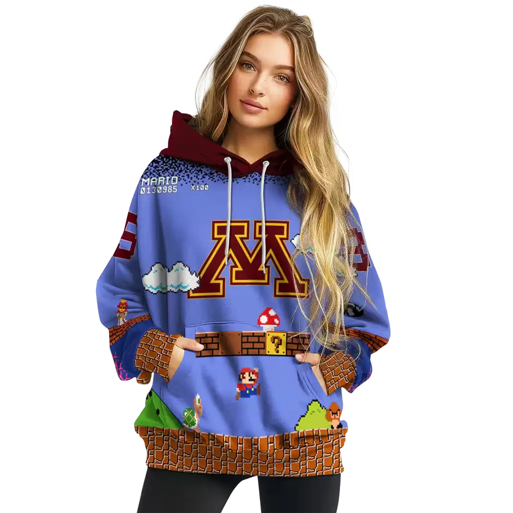 customized minnesota golden gophers mario blue black hoodie high quality customized minnesota golden gophers mario blue black hoodie high quality