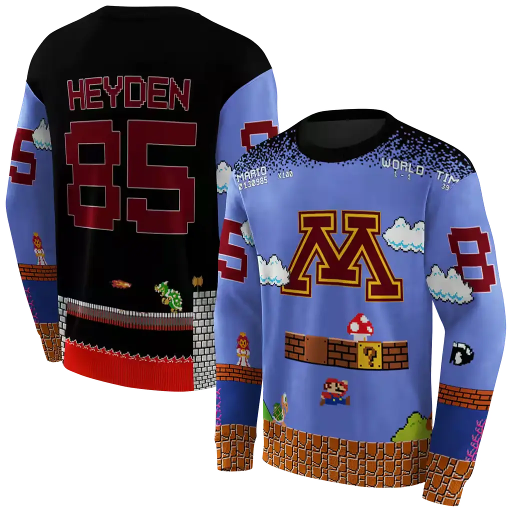 customized minnesota golden gophers mario blue black hoodie premium grade customized minnesota golden gophers mario blue black hoodie premium grade