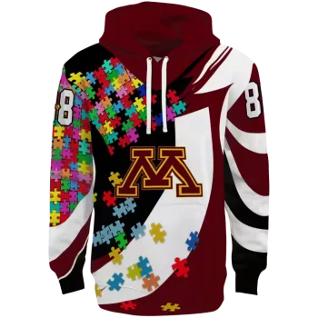 customized minnesota golden gophers puzzle pieces maroon hoodie best selling
