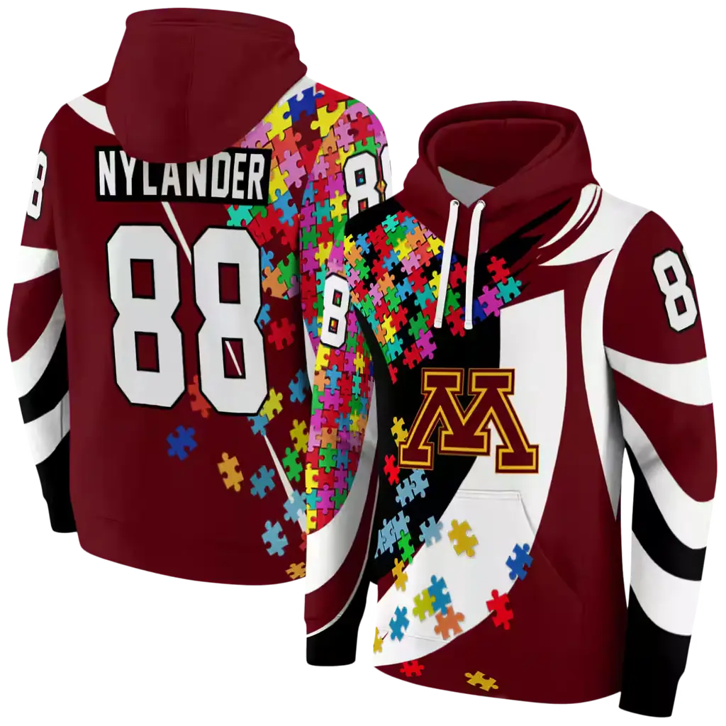 customized minnesota golden gophers puzzle pieces maroon hoodie fashion forward customized minnesota golden gophers puzzle pieces maroon hoodie fashion forward