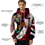 customized minnesota golden gophers puzzle pieces maroon hoodie best selling
