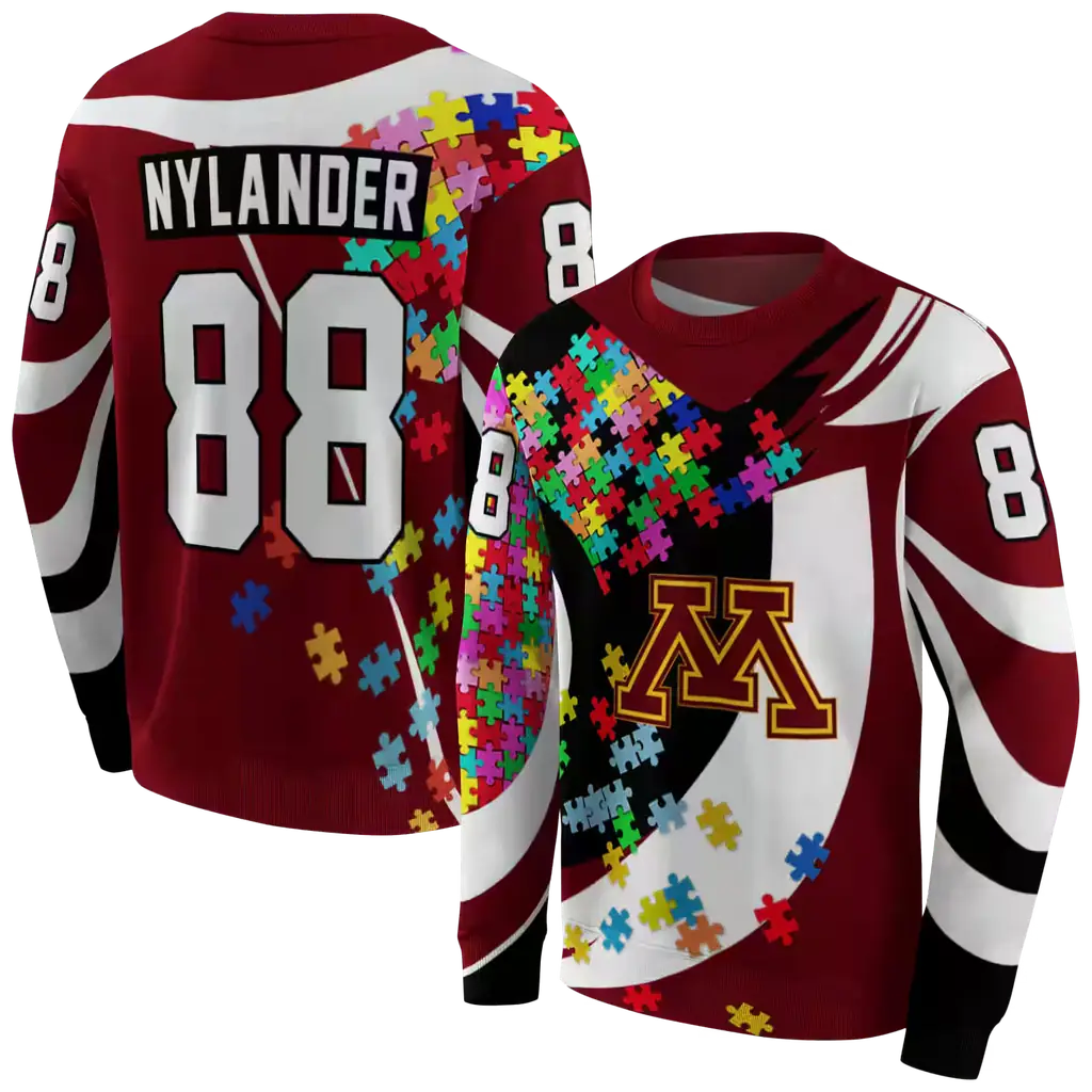 customized minnesota golden gophers puzzle pieces maroon hoodie premium grade customized minnesota golden gophers puzzle pieces maroon hoodie premium grade