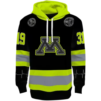 customized minnesota golden gophers safety motif black neon green hoodie best selling
