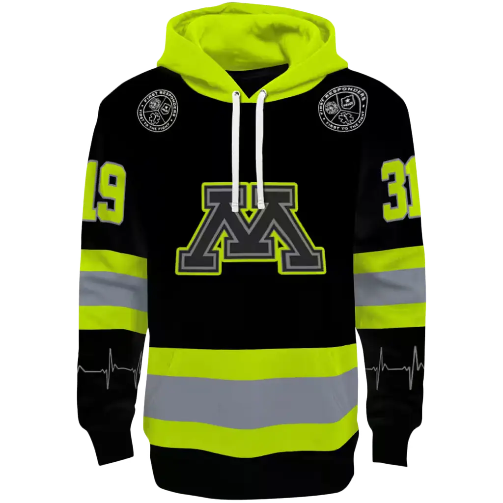 customized minnesota golden gophers safety motif black neon green hoodie best selling customized minnesota golden gophers safety motif black neon green hoodie best selling