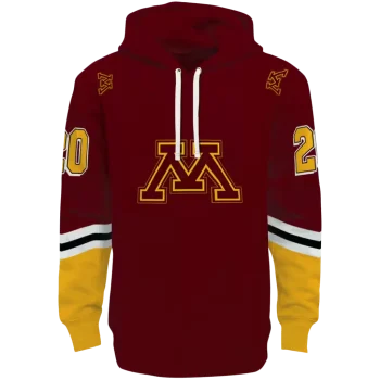 customized minnesota golden gophers striped sleeves maroon hoodie best selling