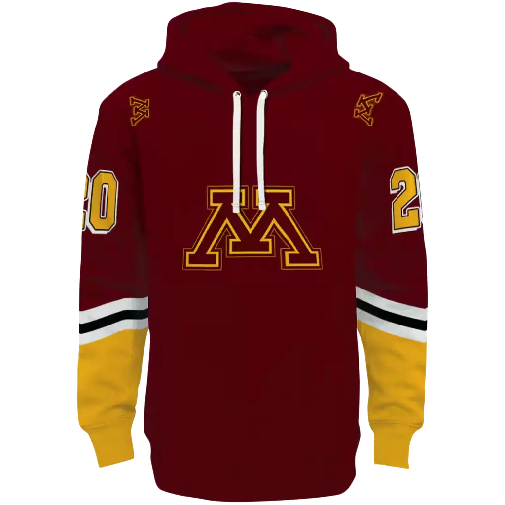 customized minnesota golden gophers striped sleeves maroon hoodie best selling customized minnesota golden gophers striped sleeves maroon hoodie best selling