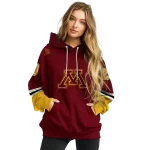 customized minnesota golden gophers striped sleeves maroon hoodie best selling