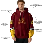 customized minnesota golden gophers striped sleeves maroon hoodie best selling