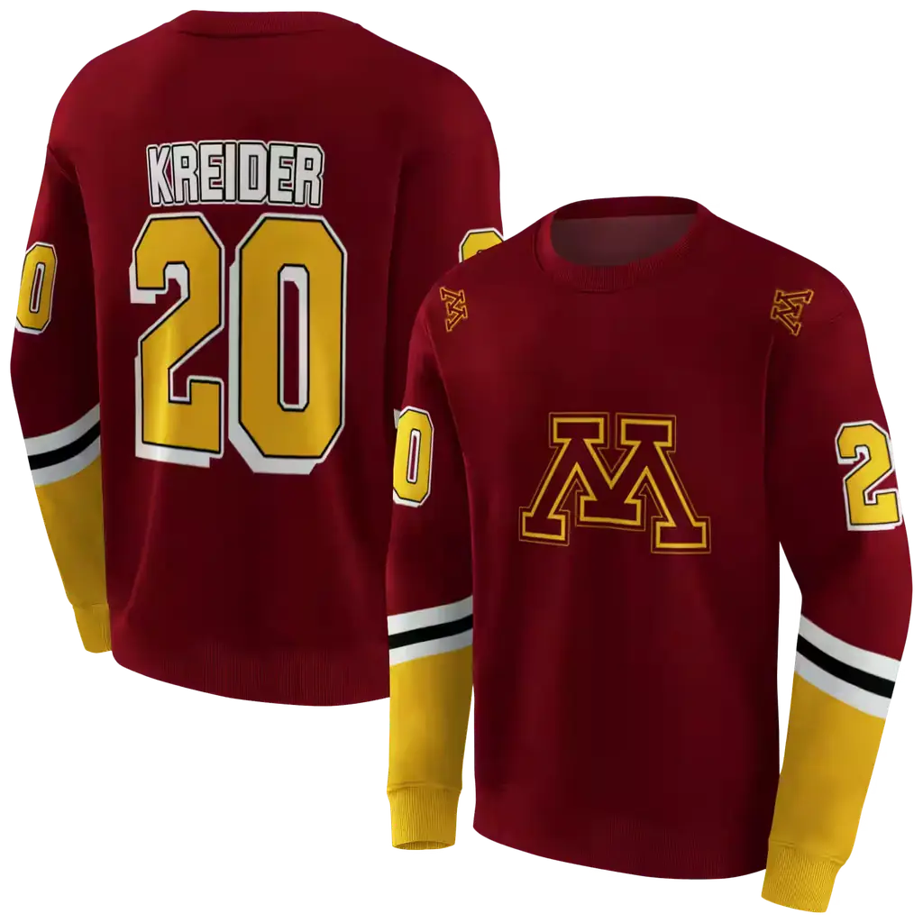 customized minnesota golden gophers striped sleeves maroon hoodie premium grade customized minnesota golden gophers striped sleeves maroon hoodie premium grade