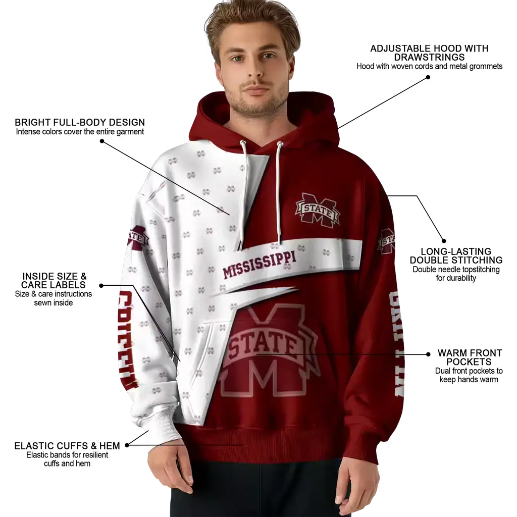 customized mississippi state bulldogs abstract shape maroon hoodie latest model customized mississippi state bulldogs abstract shape maroon hoodie latest model