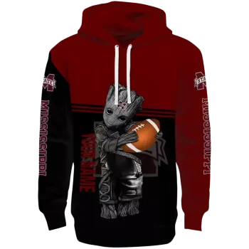 customized mississippi state bulldogs baby groot maroon black hoodie best selling
