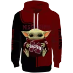 customized mississippi state bulldogs baby yoda maroon black hoodie best selling